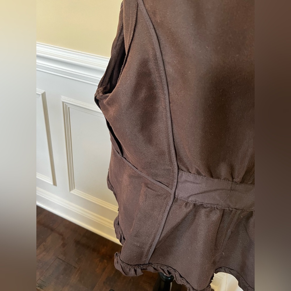 Chocolate Brown Microsuede Lightweight Button Fro… - image 8